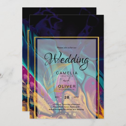 Jewel Tones TROUW INKT Pruim Paars Turkoois Marine Kaart (Voorkant / Achterkant)