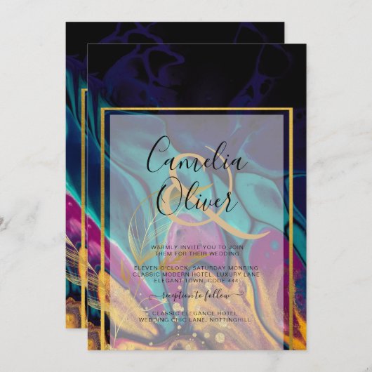 Jewel Tones TROUW INKT Pruim Paars Turkoois Marine Kaart (Voorkant / Achterkant)