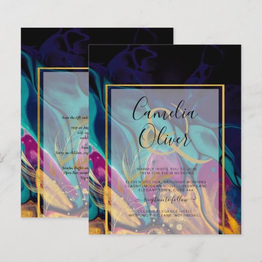 Jewel Tones WEDDING INK Plum Paars Blauwgroen Navy (Voorkant / Achterkant)