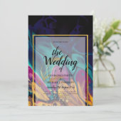 Jewel Tones WEDDING INK Plum Paars Blauwgroen Navy Kaart (Staand voorkant)