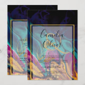 Jewel Tones WEDDING INK Plum Paars Blauwgroen Navy Kaart (Voorkant / Achterkant)