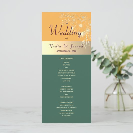 Jewel Tones Wedding Program Programmakaart (Staand voorkant)