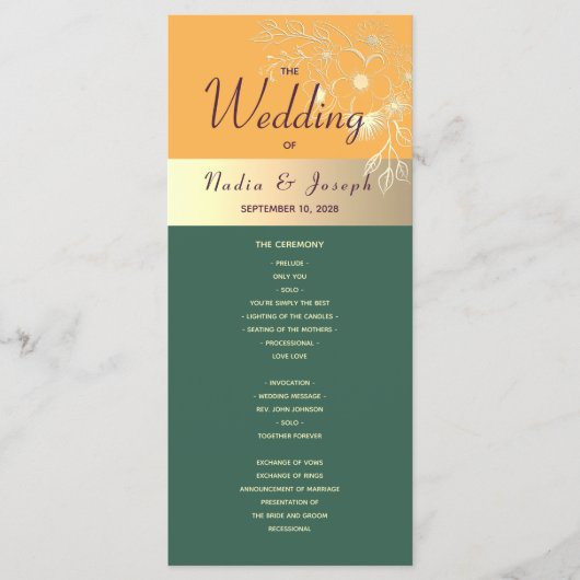 Jewel Tones Wedding Program Programmakaart (Voorkant)