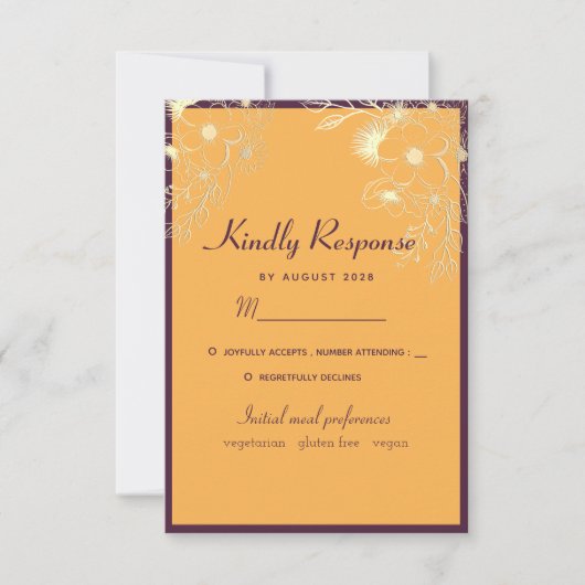 Jewel Tones Wedding RSVP Kaart (Voorkant)