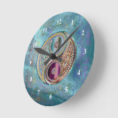 Jewel Tones Yin-Yang Symbol Prismatic Border Sky Ronde Klok (Hoek)