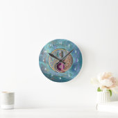 Jewel Tones Yin-Yang Symbol Prismatic Border Sky Ronde Klok (Huis)