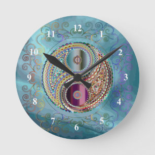 Jewel Tones Yin-Yang Symbol Prismatic Border Sky Ronde Klok
