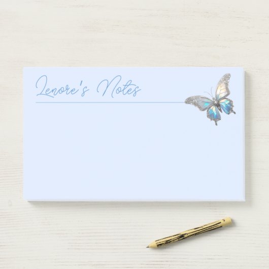 Jewel Vlinder Opal en Zilver Post-it® Notes (Op bureau)