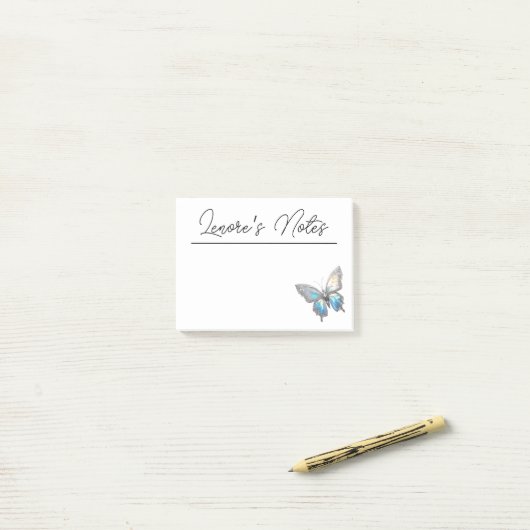 Jewel Vlinder Opal en Zilver Post-it® Notes (Op bureau)