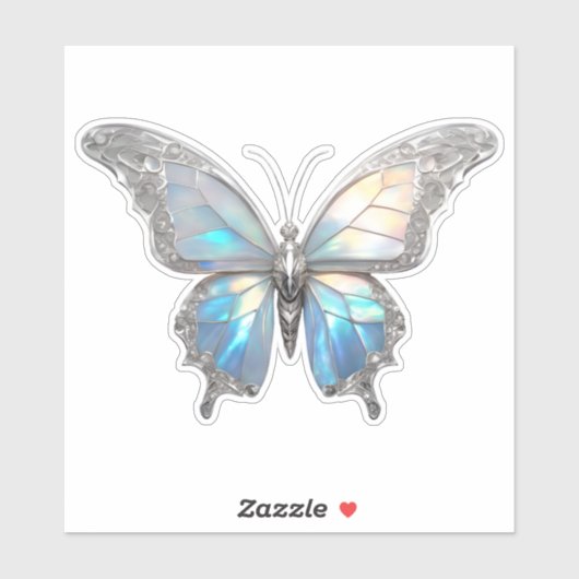 Jewel Vlinder Opal en Zilver Sticker (Vel)