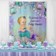 Jewel Zeemeermin Baby Shower Achtergrond Banner