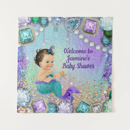 Jewel Zeemeermin Baby Shower Achtergrond Banners Wandkleed