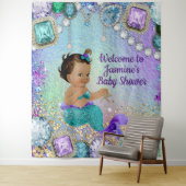 Jewel Zeemeermin Baby Shower Banner Achtergrond Wandkleed (In situ)