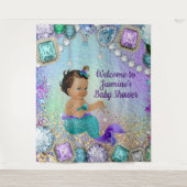 Jewel Zeemeermin Baby Shower Banner Achtergrond Wandkleed (Voorkant)