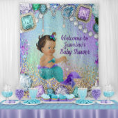 Jewel Zeemeermin Baby Shower Banner Achtergrond Wandkleed