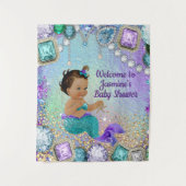 Jewel Zeemeermin Baby Shower Banner Wandkleed (Voorkant)