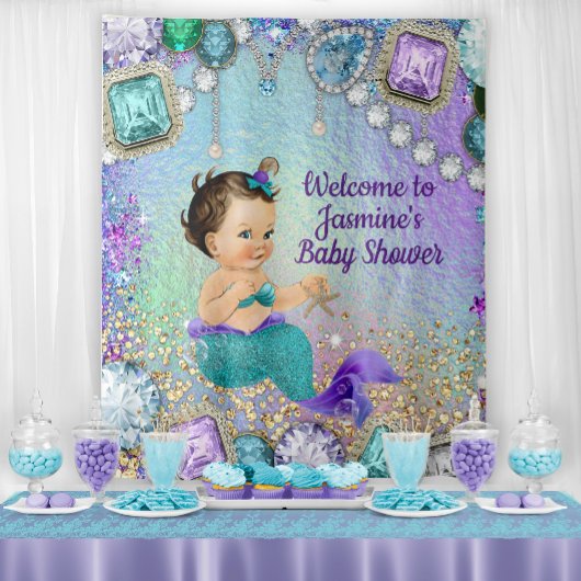 Jewel Zeemeermin Baby Shower Banner Wandkleed