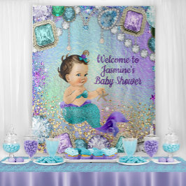 Jewel Zeemeermin Baby Shower Banner Wandkleed