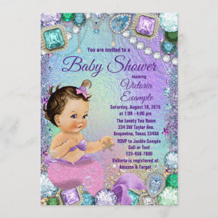 Jewel Zeemeermin Bruine Haren Roze Staart Baby Sho Kaart