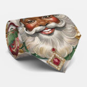 Jeweled Black Santa Stijl Kerstmis Stropdas (Opgerold)