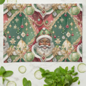 Jeweled Black Santa Stijl Kerstmis Theedoek (Gevouwen)