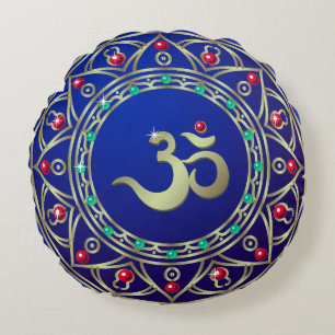 Jeweled Blue Om Ceramic Rond Kussen