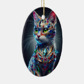 Jeweled Cat Keramisch Ornament (Rechts)