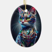 Jeweled Cat Keramisch Ornament (Achterkant)