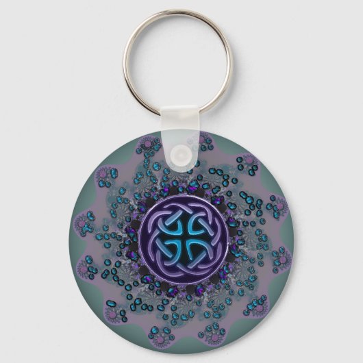 Jeweled Celtic Fractal Mandala Sleutelhanger (Voorkant)