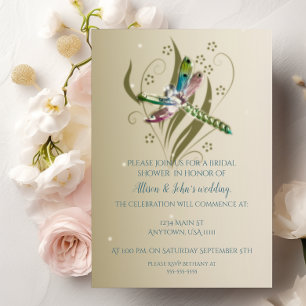Jeweled Dragonfly Bridal Shower Invitation Kaart