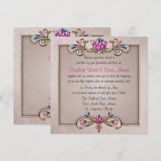 Jeweled Elegance Uitnodiging (Voorkant / Achterkant)