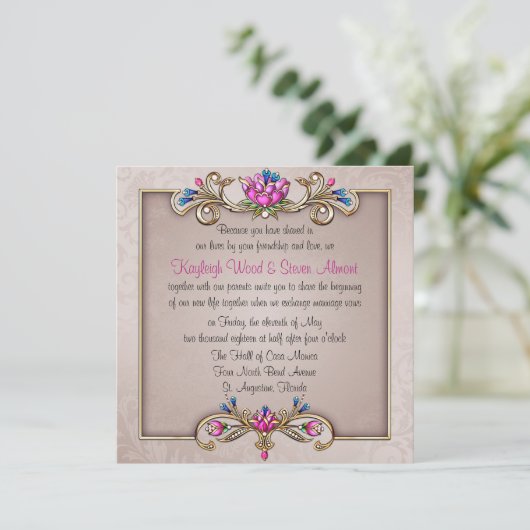 Jeweled Elegance Uitnodiging (Staand voorkant)