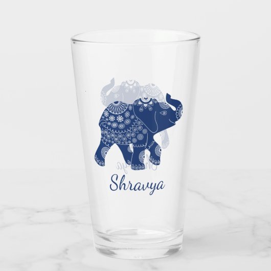 Jeweled Elephant Royal Blue Glas (Achterkant)