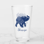Jeweled Elephant Royal Blue Glas (Voorkant)