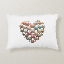 Jeweled Floral Heart Throw Pillow — Romantic Maxim Accent Kussen
