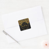 Jeweled Gold Red Black Floral Aangepast bedankt Vierkante Sticker (Envelop)