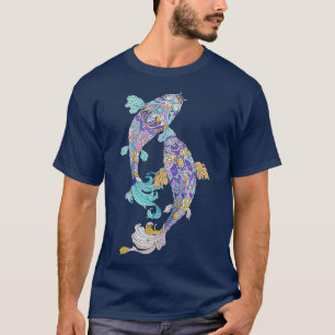 Jeweled Koi Fish Koi Lover Turquoise Paarse roze T-shirt