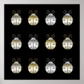 Jeweled Ladybugs Gold Silver Diamond Poster (Voorkant)