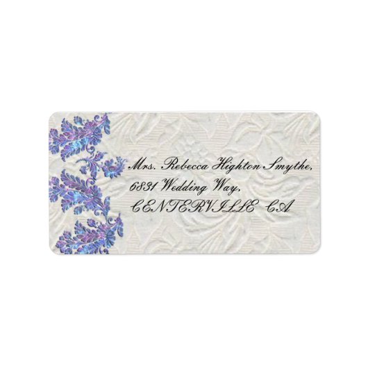 Jeweled Lavender Leaves Wedding Etiket (Voorkant)