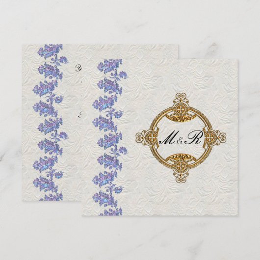 Jeweled Lavender Leaves Wedding Kaart (Voorkant / Achterkant)