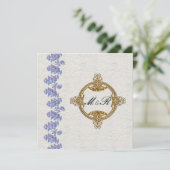 Jeweled Lavender Leaves Wedding Kaart (Staand voorkant)