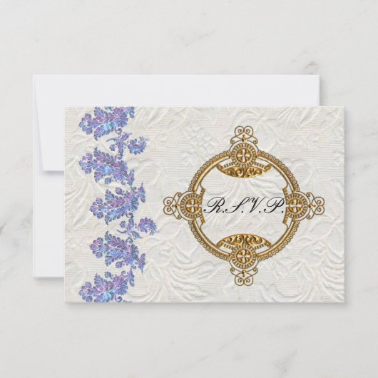 Jeweled Lavender Leaves Wedding RSVP (Voorkant)