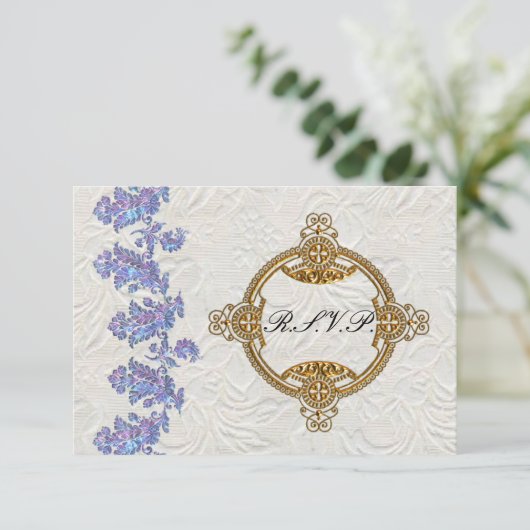 Jeweled Lavender Leaves Wedding RSVP (Staand voorkant)