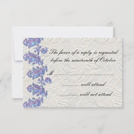 Jeweled Lavender Leaves Wedding RSVP (Achterkant)