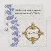 Jeweled Lavender Leaves Wedding RSVP (Voorkant / Achterkant)