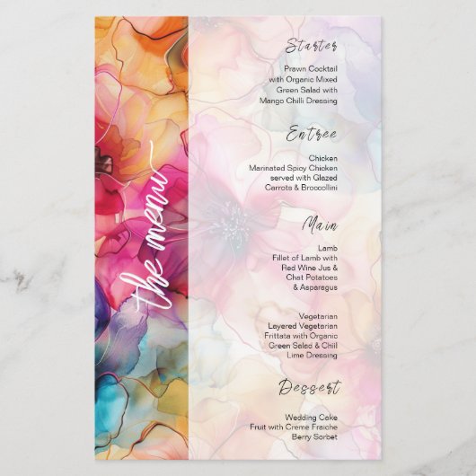 Jeweled Luxe Roze Paarse Glamoureuze Wedding Menu (Voorkant)