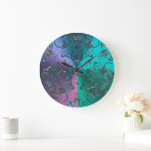 Jeweled Mandala Cool Hued Metallic Gradient Grote Klok (Huis)