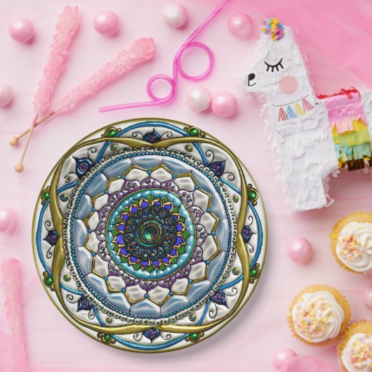 Jeweled Mandala Papieren Bordje (Feest)