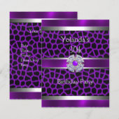 Jeweled Paars Silver Trim 30th Birthday Party 4 Kaart (Voorkant / Achterkant)