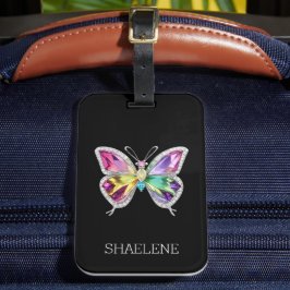 Jeweled Rainbow Crystal Butterfly Bagagelabel